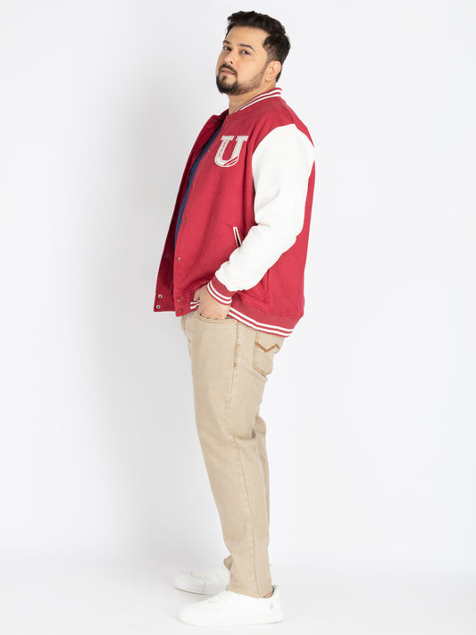 Mens Plus Size Red Varsity Jacket