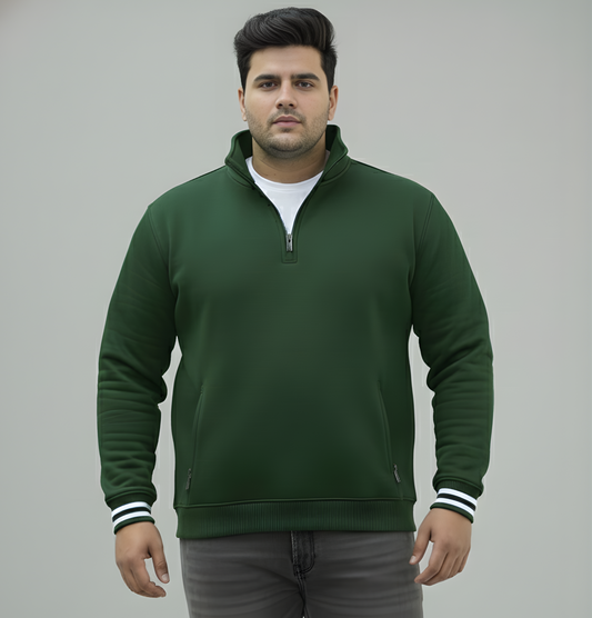 Plus Size Green Premium Fleece Half-Zip Sweatshirt