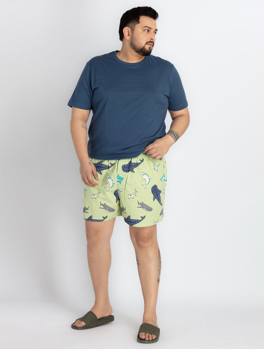 Mens Plus Size Green Boxer