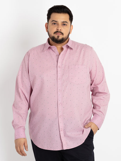 Mens Plus Size Pink Spread Collar Printed Shirt