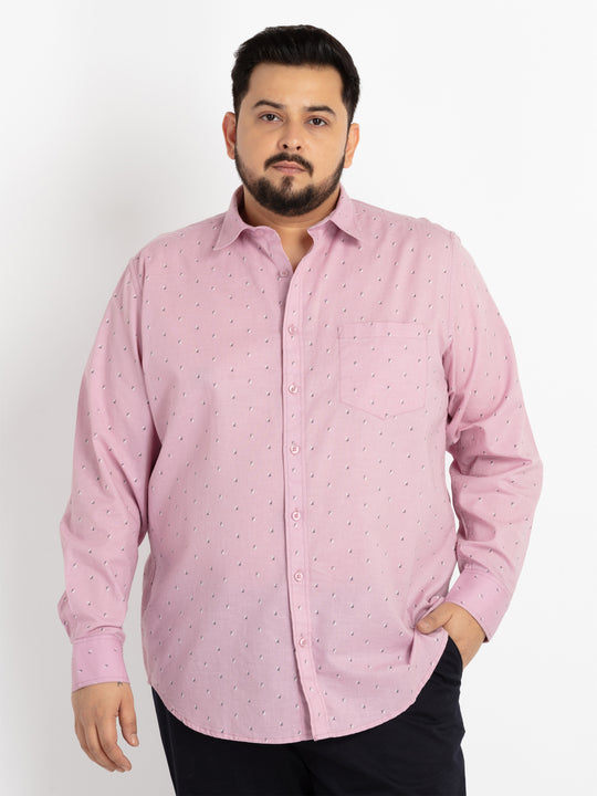 Mens Plus Size Pink Spread Collar Printed Shirt