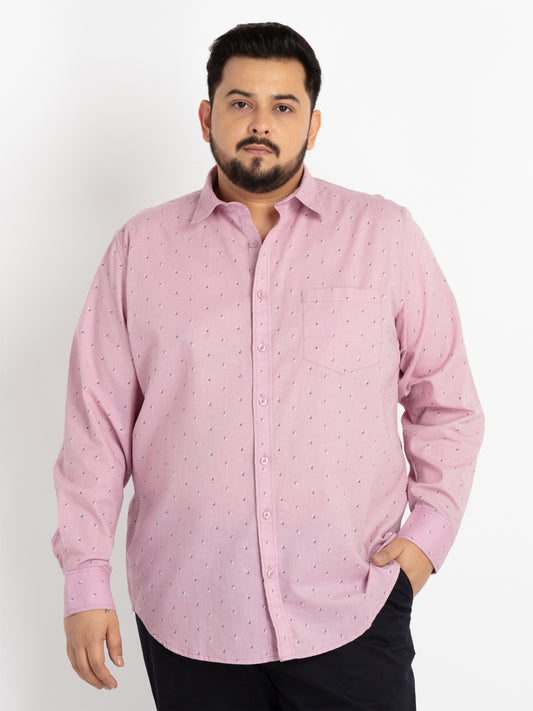 Mens Plus Size Pink Spread Collar Printed Shirt