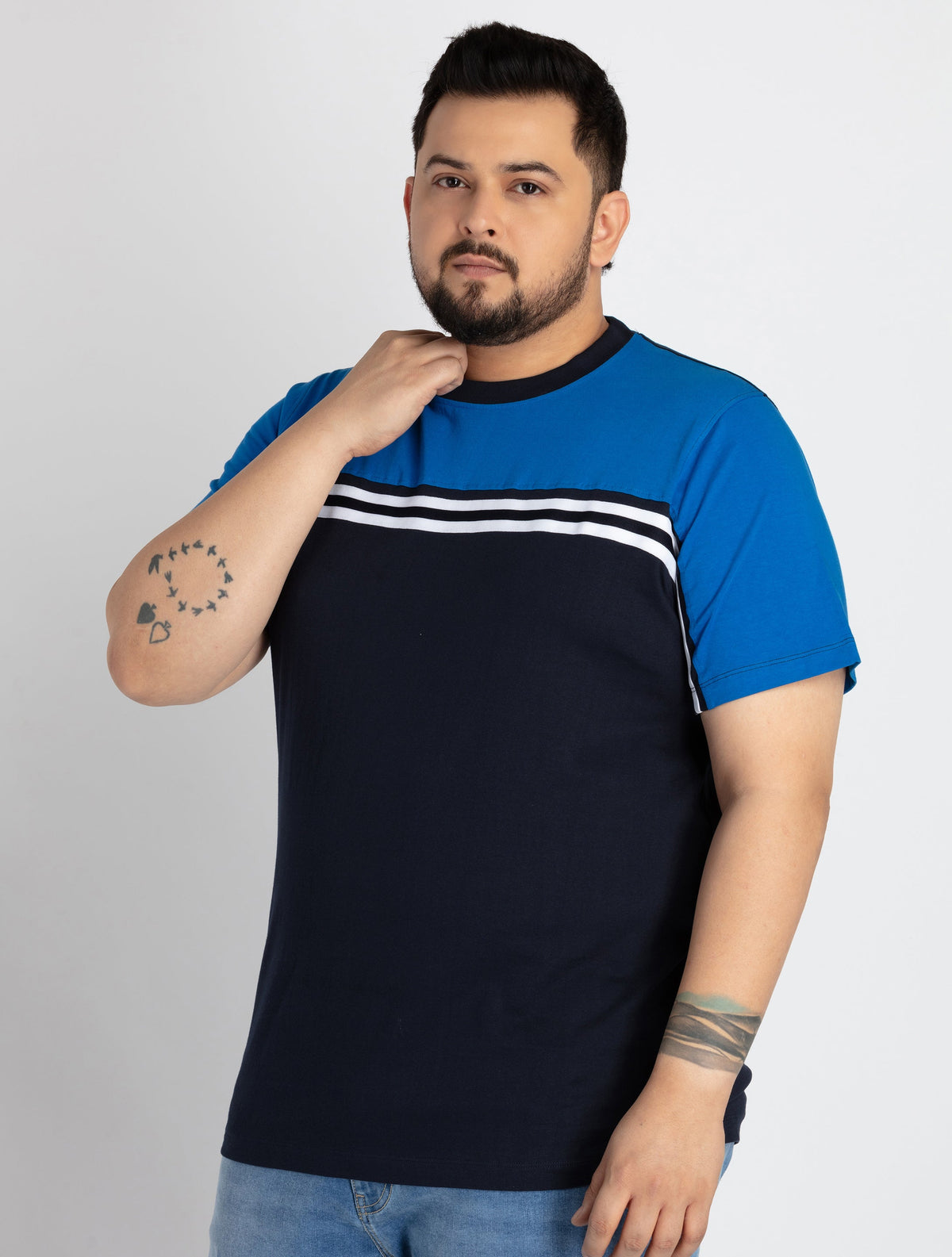 Mens Blue T-shirt with Half Sleeve Round Neck