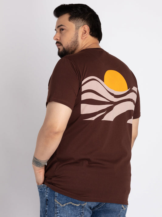 Mens Brown Round Neck T-shirt