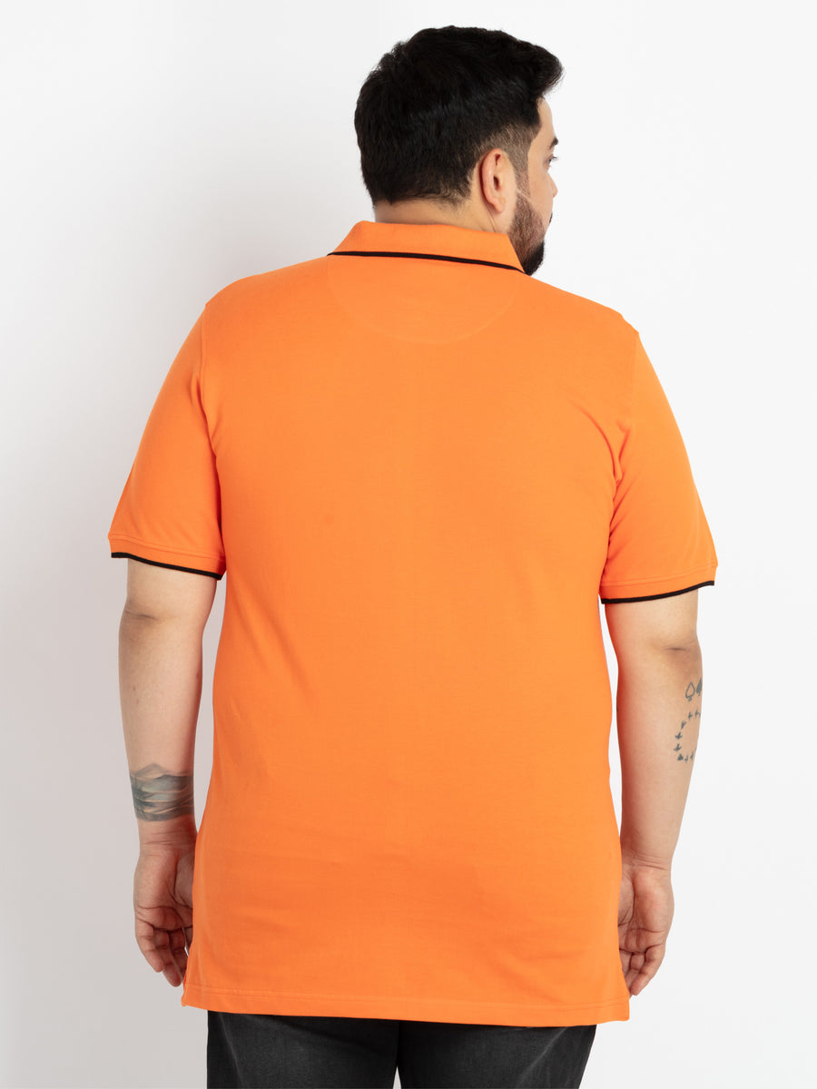 Mens Plus Size Orange Polo T-shirt