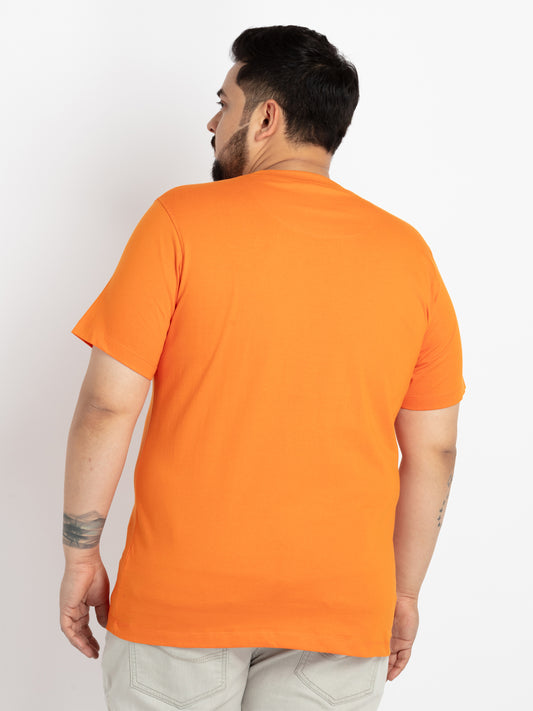 Mens Plus Size Orange Round Neck T-shirt