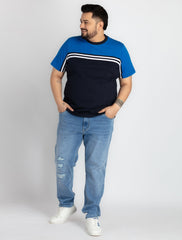 Mens Blue T-shirt with Half Sleeve Round Neck