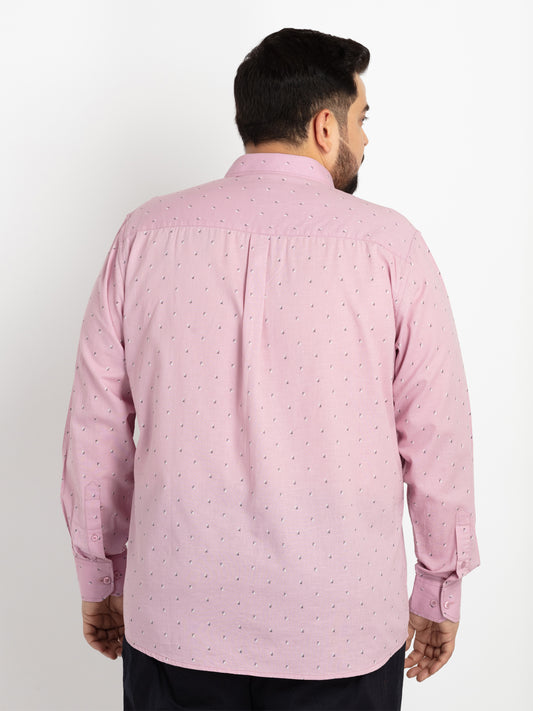 Mens Plus Size Pink Spread Collar Printed Shirt