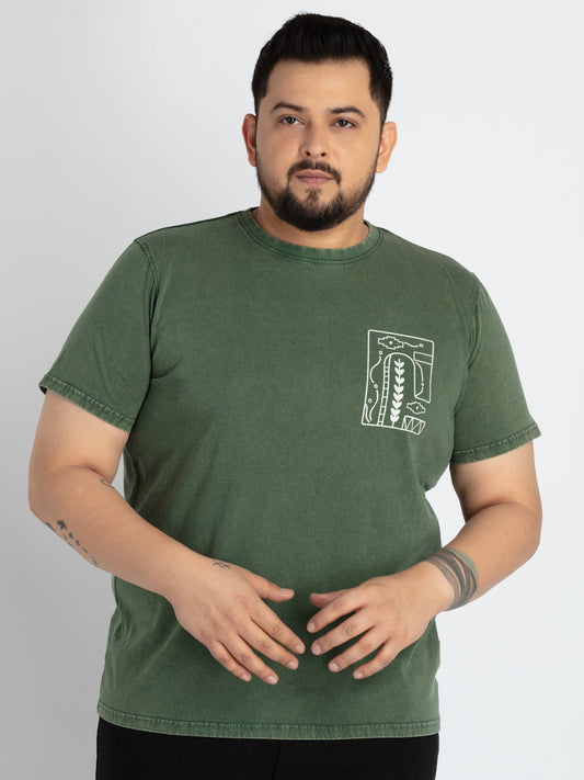 Mens Green Round Neck T-shirt