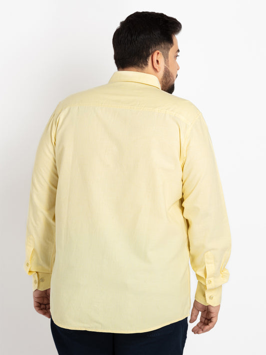 Mens Plus Size Yellow Spread Collar Solid Shirt