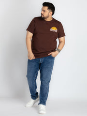 Mens Brown Round Neck T-shirt