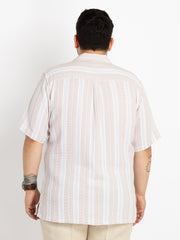 Natural Cuban Collar Striped Shirt