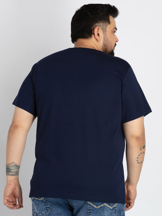 Mens Plus Size Mens Blue Round Neck T-shirt