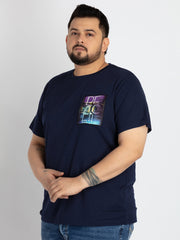 Mens Blue Round Neck T-shirt