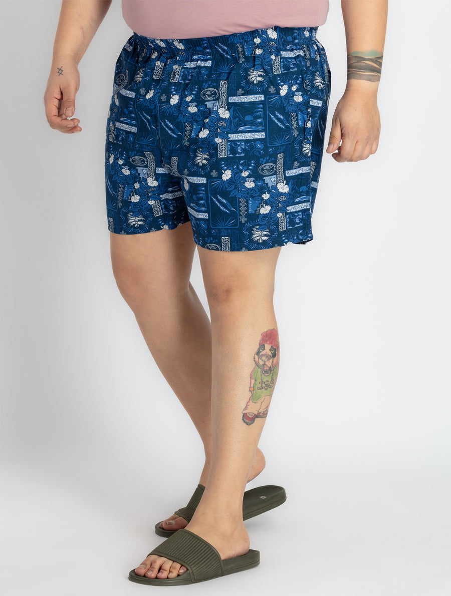 Mens Plus Size Blue Boxer