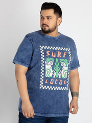 Blue Short Sleeve T-shirt with Round Neck