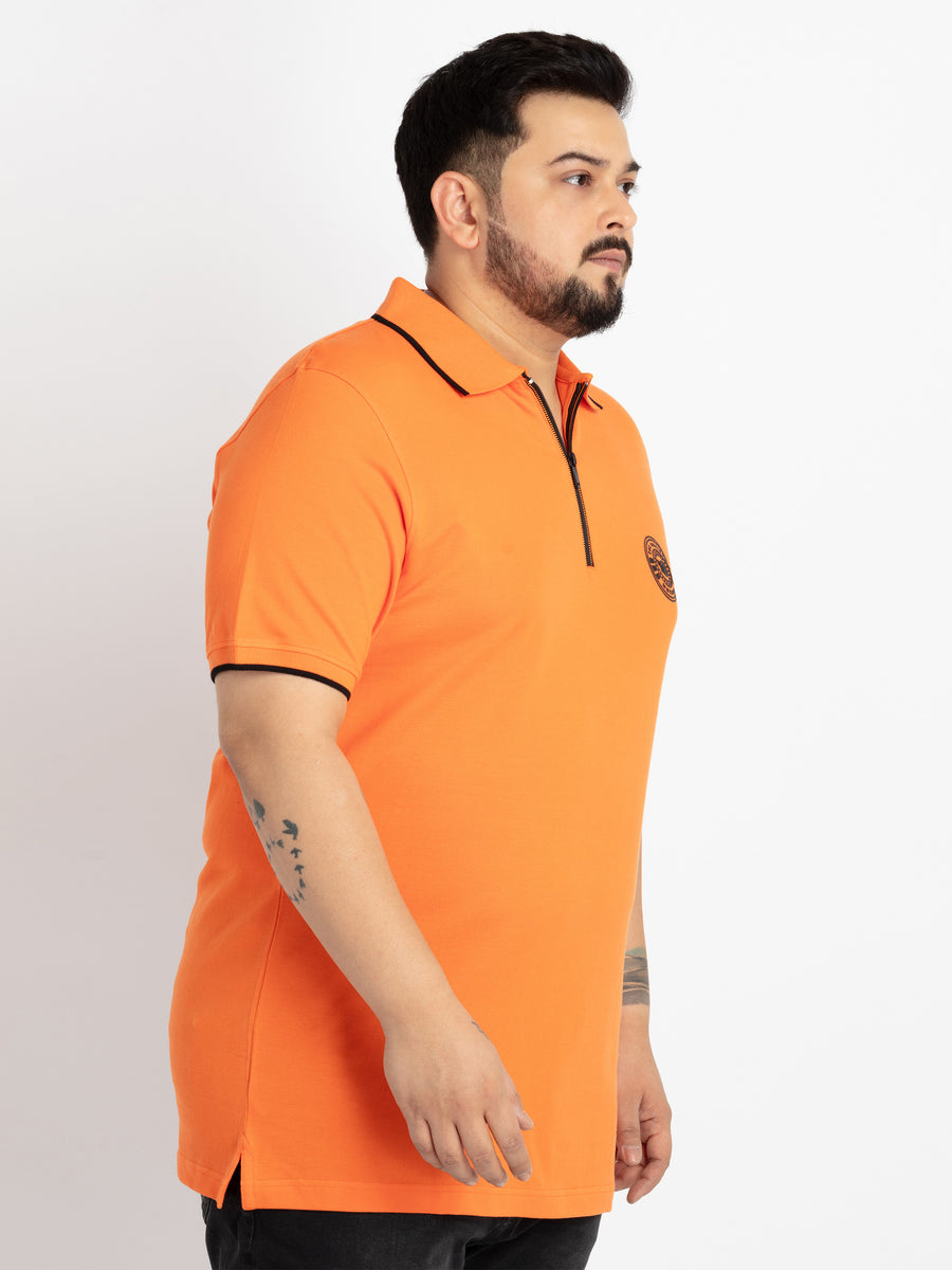 Mens Plus Size Orange Polo T-shirt
