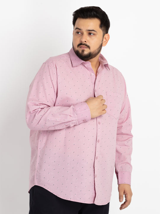 Mens Plus Size Pink Spread Collar Printed Shirt