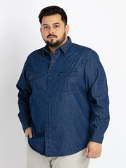 Indigo Spread Collar Printed Shirt