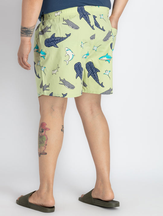 Mens Plus Size Green Boxer