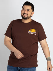 Mens Brown Round Neck T-shirt