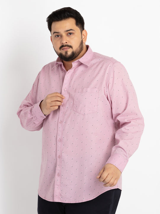 Mens Plus Size Pink Spread Collar Printed Shirt