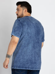 Blue Short Sleeve T-shirt with Round Neck