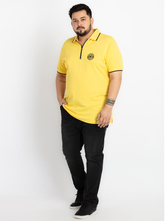 Mens Plus Size Yellow Polo T-shirt