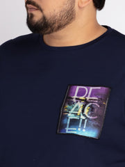 Mens Blue Round Neck T-shirt