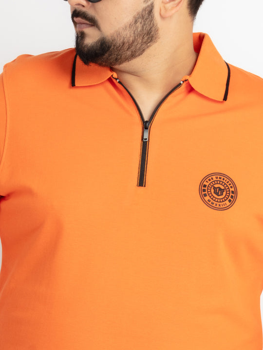 Mens Plus Size Orange Polo T-shirt