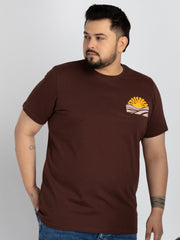 Mens Brown Round Neck T-shirt