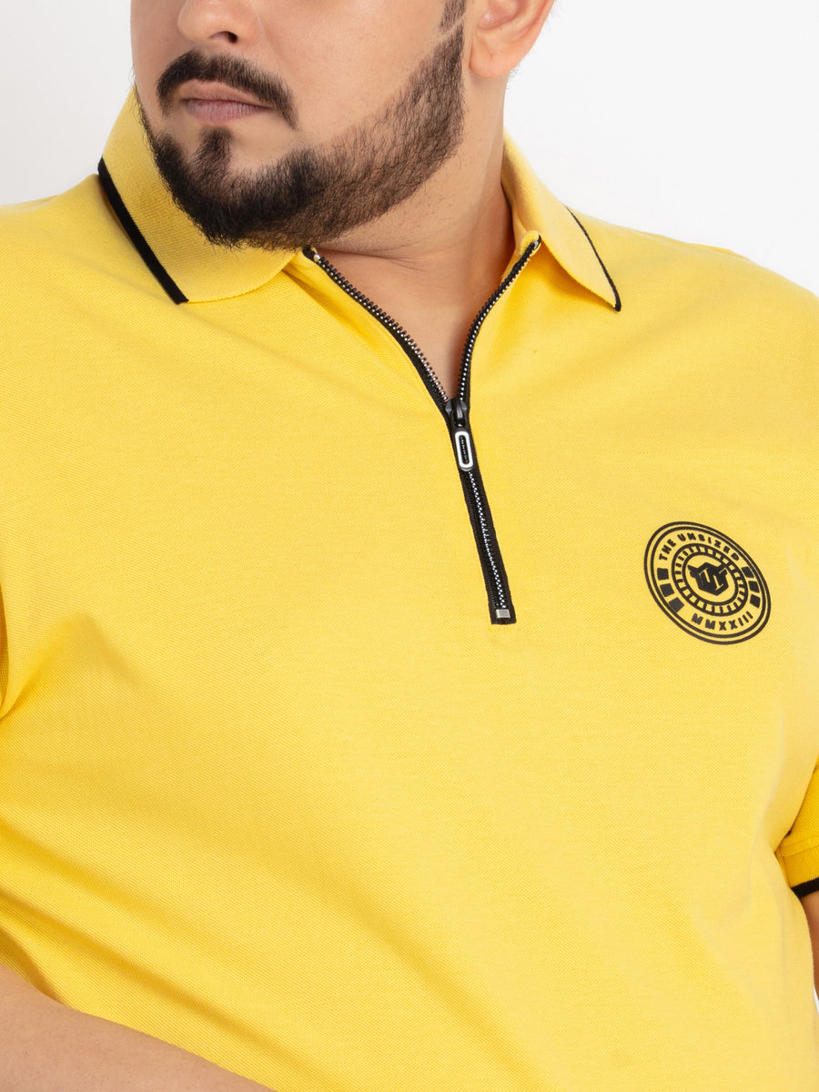 Mens Plus Size Yellow Polo T-shirt