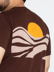 Mens Brown Round Neck T-shirt