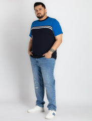 Mens Blue T-shirt with Half Sleeve Round Neck