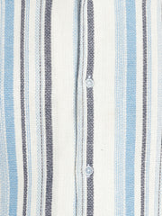 Mens Plus Size Off White Cuban Collar Striped Shirt