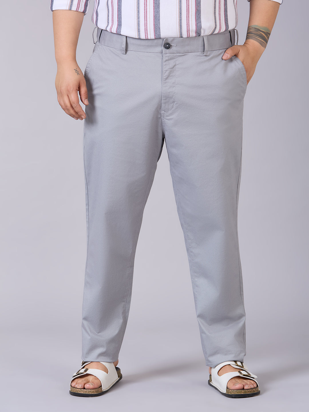 UNSIZED Cotton Elastane Flexi waist Chino  – Built for Comfort, Made for Movement-Grey