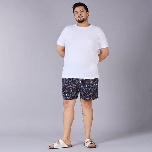 Navy Red Printed boxer