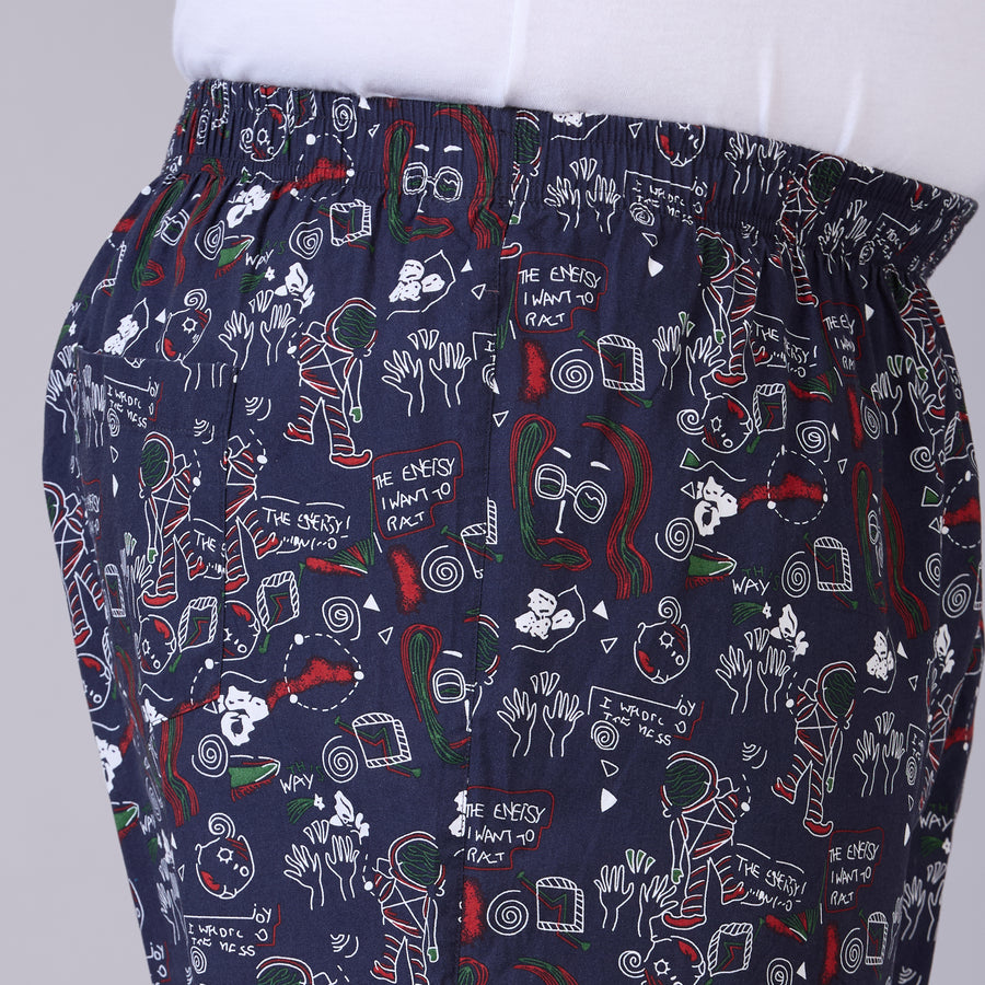 Navy Red Printed boxer