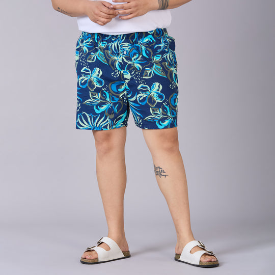 Navy Yellow Floral Printed Boxer