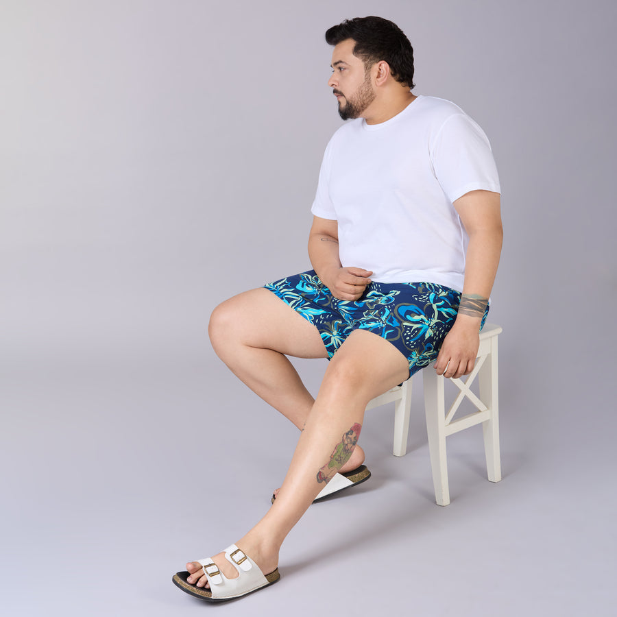 Navy Yellow Floral Printed Boxer