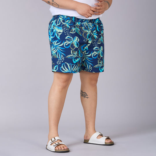 Navy Yellow Floral Printed Boxer