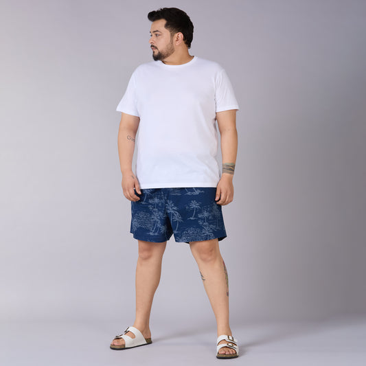 Navy Tropical Printed Boxer - BX010