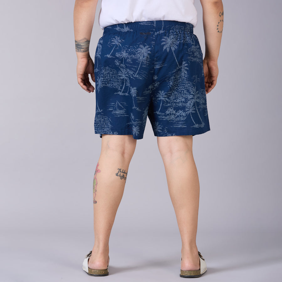 Navy Tropical Printed Boxer - BX010