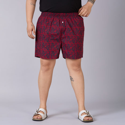 Red - Typographic Printed Boxer - BX011