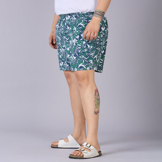 Green Tropical Printed Boxer- BX012