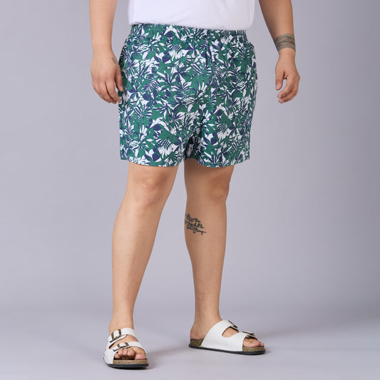 Green Tropical Printed Boxer- BX012