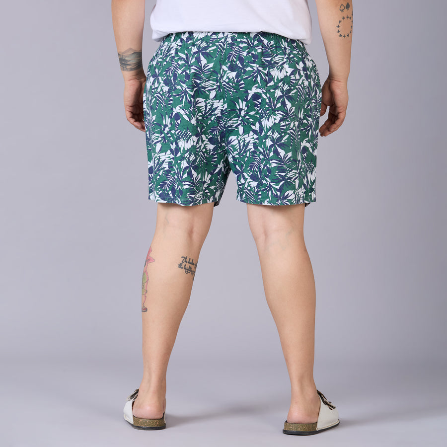Green Tropical Printed Boxer- BX012