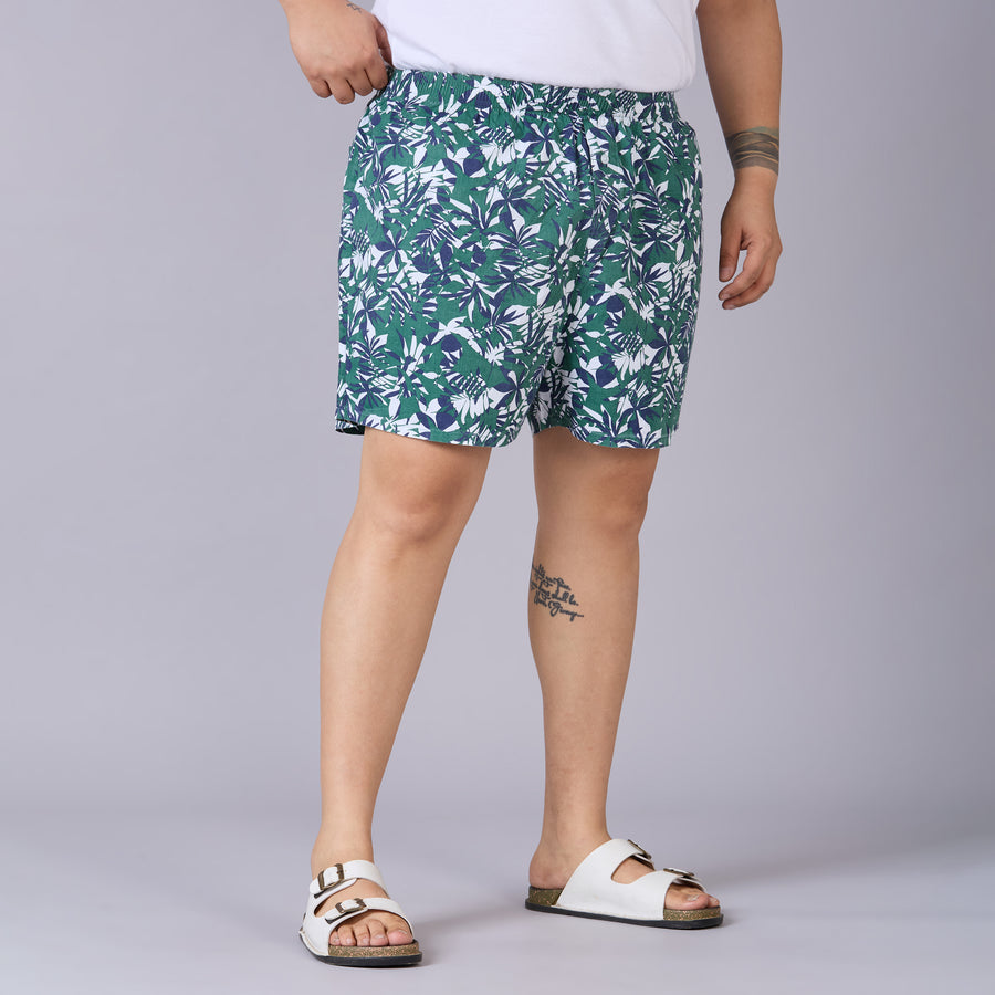 Green Tropical Printed Boxer- BX012