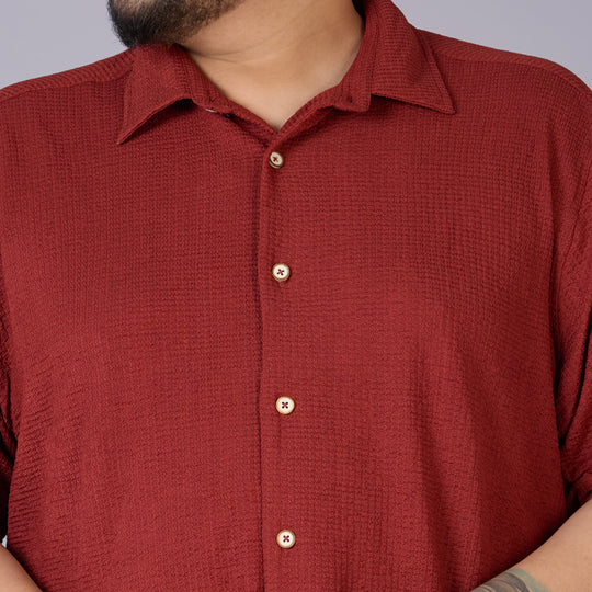 Mens Plus Size Rust Self structured Knit shirt