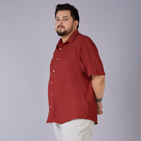Mens Plus Size Rust Self structured Knit shirt